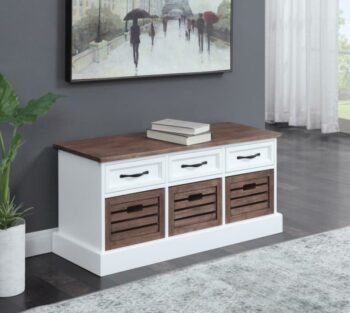 3-drawer Storage Bench Weathered Brown and White 911196 by Coaster Furniture