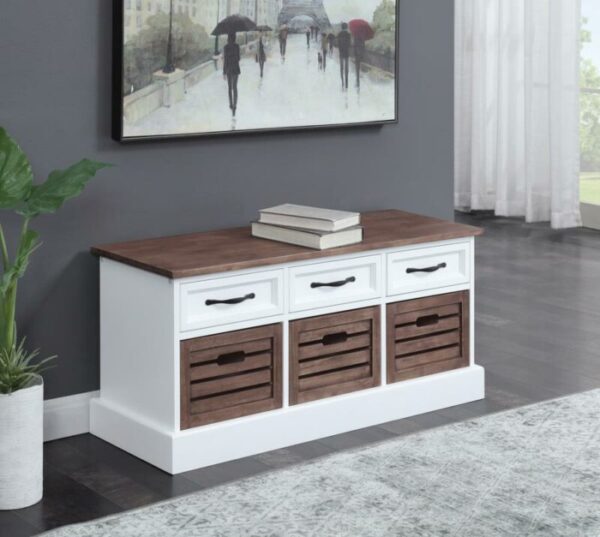 3-drawer Storage Bench Weathered Brown and White 911196 by Coaster Furniture 11