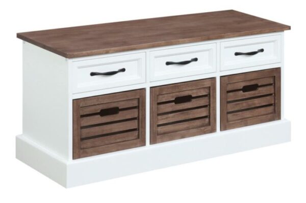 3-drawer Storage Bench Weathered Brown and White 911196 by Coaster Furniture 18