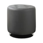 Round upholstered ottoman grey 500555 by coaster furniture Benches and Ottomans Mobilia Cleopatra 12 Round upholstered ottoman grey 500555 by coaster furniture 12