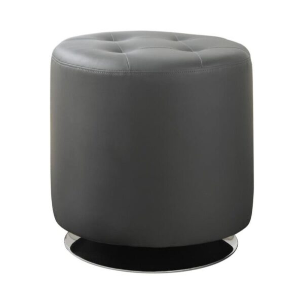 Round upholstered ottoman grey 500555 by coaster furniture 8