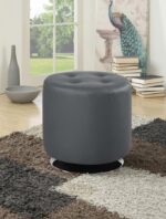 Round upholstered ottoman grey 500555 by coaster furniture Benches and Ottomans Mobilia Cleopatra 11 Round upholstered ottoman grey 500555 by coaster furniture 11