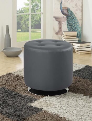 Round upholstered ottoman grey 500555 by coaster furniture 7