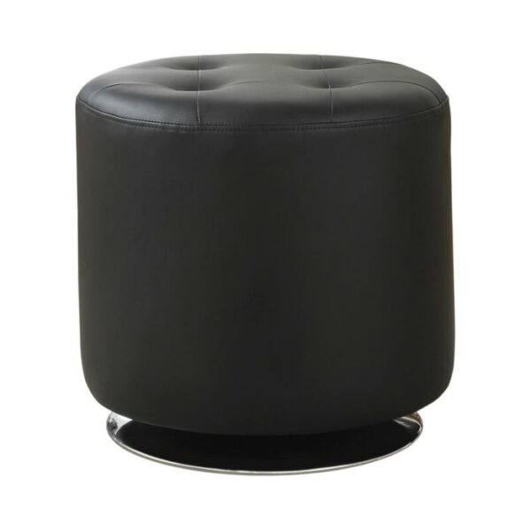 Round upholstered ottoman black 500556 by coaster furniture 8