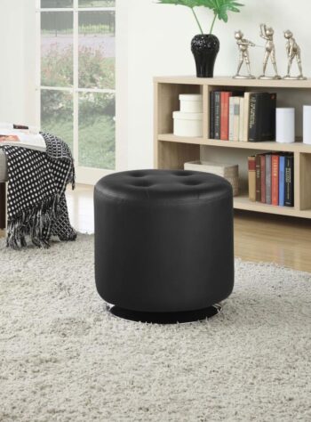 Round upholstered ottoman black 500556 by coaster furniture