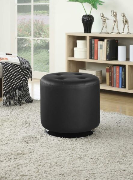 Round upholstered ottoman black 500556 by coaster furniture