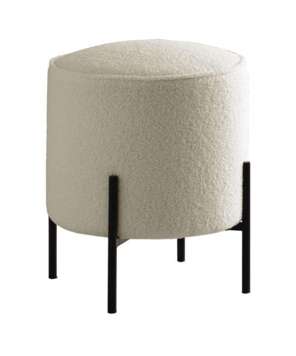 Round upholstered ottoman beige and matte black 905495 by coaster furniture 6
