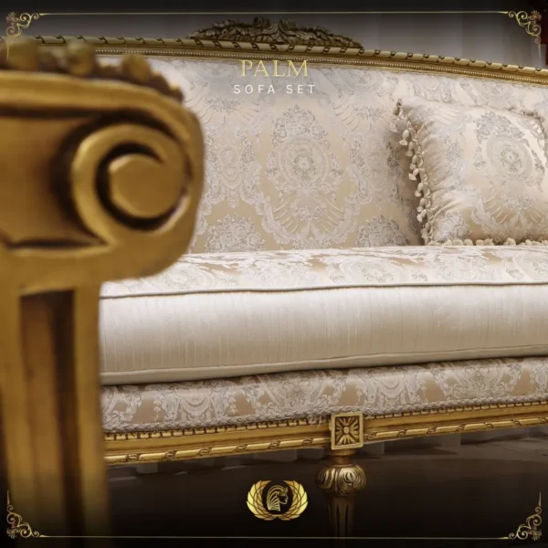 Handmade 6Pcs Palm Gold Sofa Set - Image 2