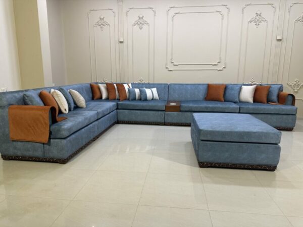 Handmade Ultra Modern Blue Sectional Sofa Set 4