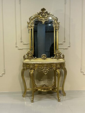 Handmade Gold Console Table and Mirror