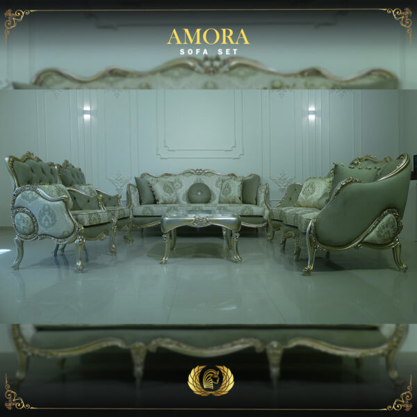 4PCS Handmade Champagne Amora Green Olive Sofa Set 7