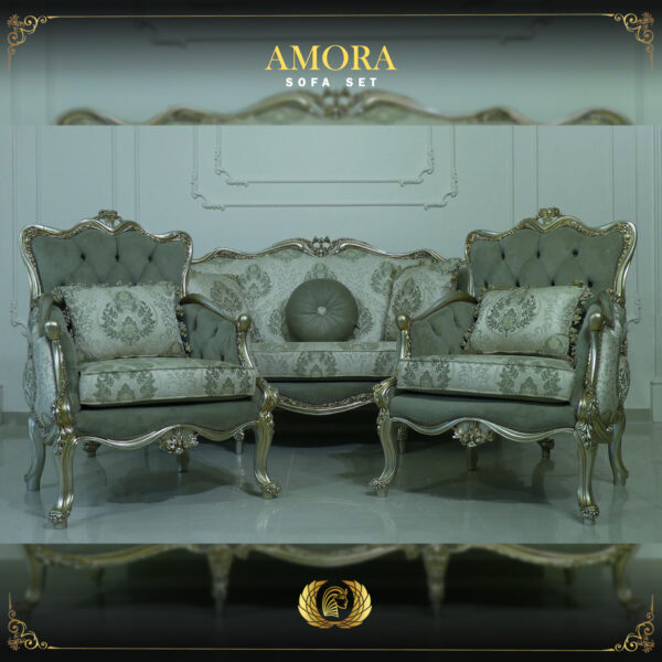 4PCS Handmade Champagne Amora Green Olive Sofa Set 8
