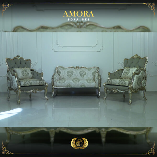 4PCS Handmade Champagne Amora Green Olive Sofa Set 9