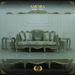 Handmade Champagne Amora Green Olive Loveseat 9