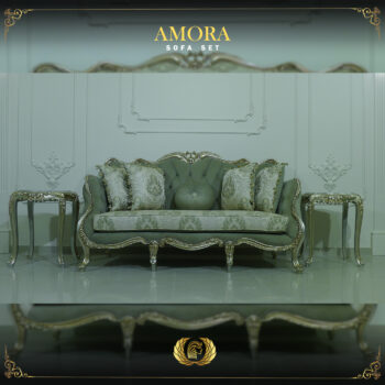 Handmade Champagne Amora Green Olive Loveseat
