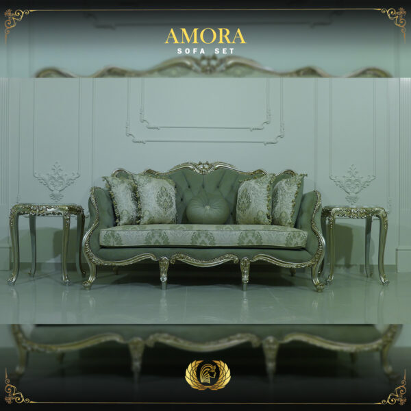 Handmade Champagne Amora Green Olive Loveseat 6