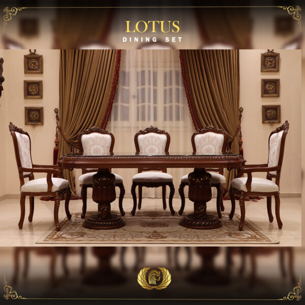 9PCS Handmade Lotus Brown Dining set 8