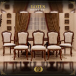 9PCS Handmade Lotus Brown Dining set 14
