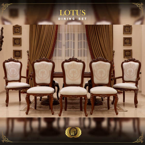9PCS Handmade Lotus Brown Dining set 9