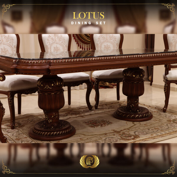 9PCS Handmade Lotus Brown Dining set 12