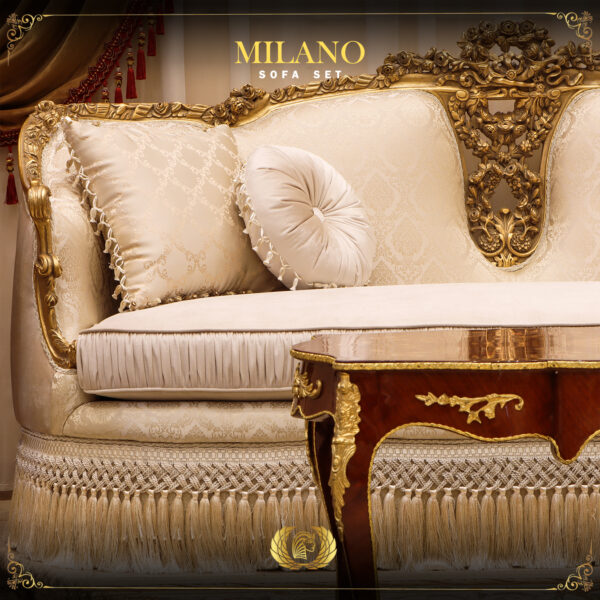 5PCS Handmade Milano Gold Beige Sofa Set 10