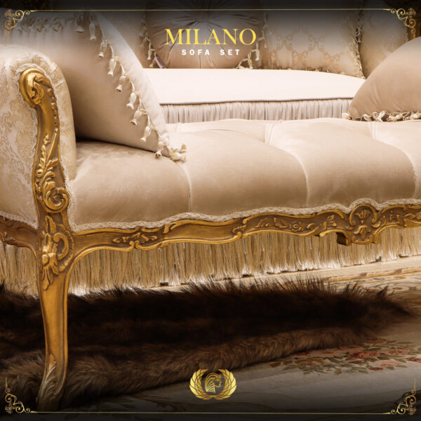 5PCS Handmade Milano Gold Beige Sofa Set 11