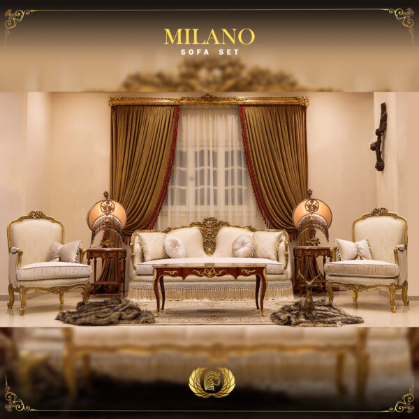 5PCS Handmade Milano Gold Beige Sofa Set 8
