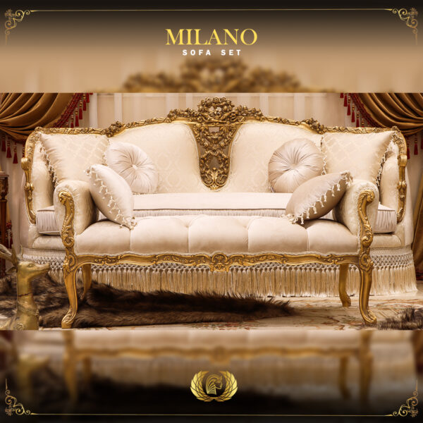 5PCS Handmade Milano Gold Beige Sofa Set 9