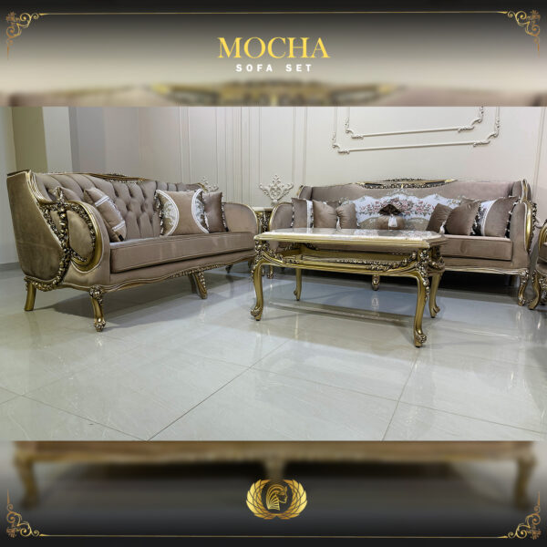 4pcs Handmade Champagne Mocha Sofa Set 9