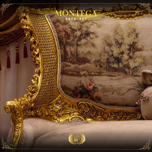 5PCS Handmade Montega Gold Sofa Set 11