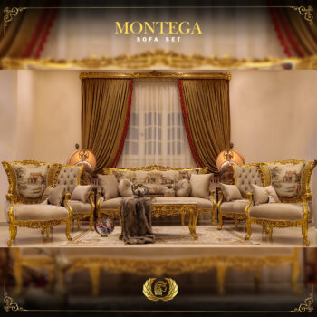 5PCS Handmade Montega Gold Sofa Set 8