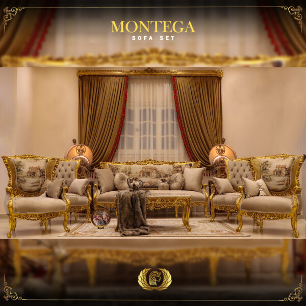 5PCS Handmade Montega Gold Sofa Set 8