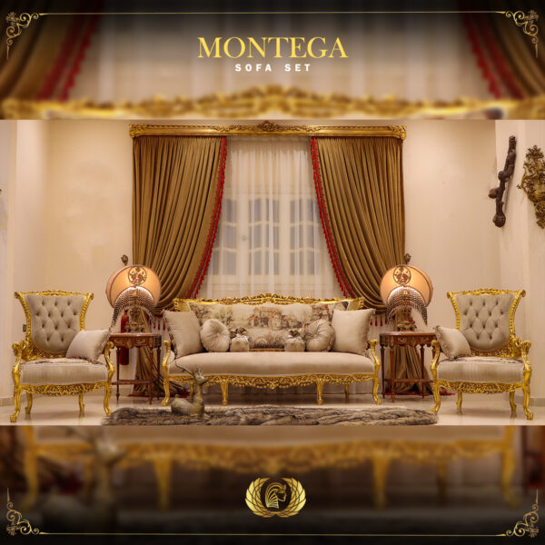 5PCS Handmade Montega Gold Sofa Set 9