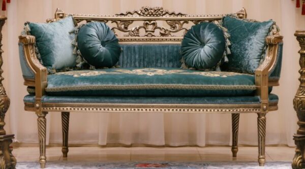 green velvet sofa