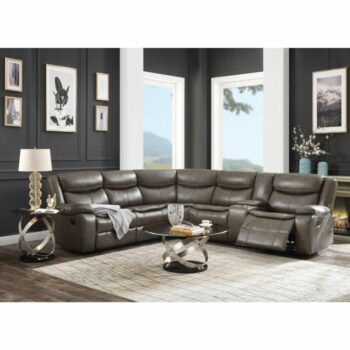 Taupe Leather Tavin Motion Sectional Sofa 52540 by ACME