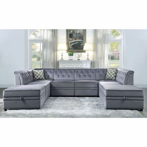 Gray Velvet Bois II Modular – Armless Chair by ACME 21