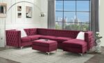 Burgundy Velvet Jaszira Modular – Chaise by ACME Luxury Living Room Furniture Mobilia Cleopatra 17 Burgundy Velvet Jaszira Modular – Chaise by ACME 17