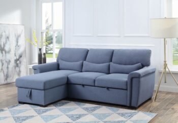 Blue Fabric Haruko Reversible Sectional Sofa W/Sleeper & Storage 55540 by ACME