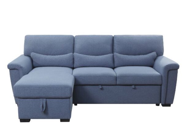 Blue Fabric Haruko Reversible Sectional Sofa W/Sleeper & Storage 55540 by ACME 11