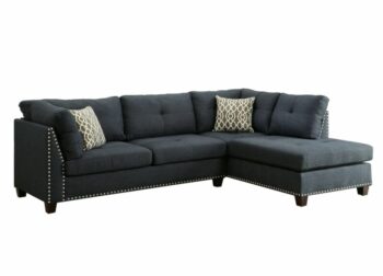 Dark Blue Linen Laurissa Sectional Sofa by ACME