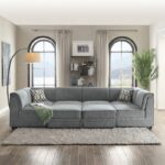 Gray Velvet Bois Modular – Wedge W/Pillow by ACME Luxury Living Room Furniture Mobilia Cleopatra 8 Gray Velvet Bois Modular – Wedge W/Pillow by ACME 8