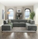 Gray Velvet Bois Modular – Armless Chair by ACME Luxury Living Room Furniture Mobilia Cleopatra 14 Gray Velvet Bois Modular – Armless Chair by ACME 14