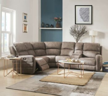 Mocha Nubuck Olwen Power Motion Sectional Sofa 54590 by ACME 4