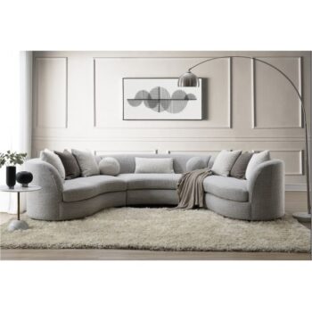 Gray Boucle Ivria Sectional Sofa W/9 Pillows LV02541 By ACME