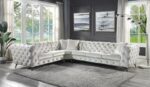 Atronia Sectional Sofa With 4 Pillows in Beige Fabric LV01160 by ACME Luxury Living Room Furniture Mobilia Cleopatra 13 Atronia Sectional Sofa With 4 Pillows in Beige Fabric LV01160 by ACME 13