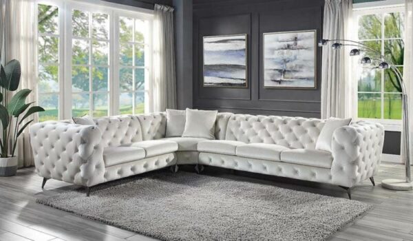 Atronia Sectional Sofa With 4 Pillows in Beige Fabric LV01160 by ACME 8