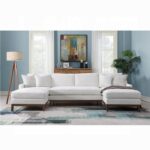 Ivory Chenille Valiant Sectional Sofa W/4 Pillows LV01881 By ACME 9