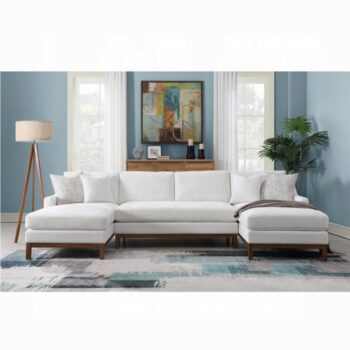 Ivory Chenille Valiant Sectional Sofa W/4 Pillows LV01881 By ACME