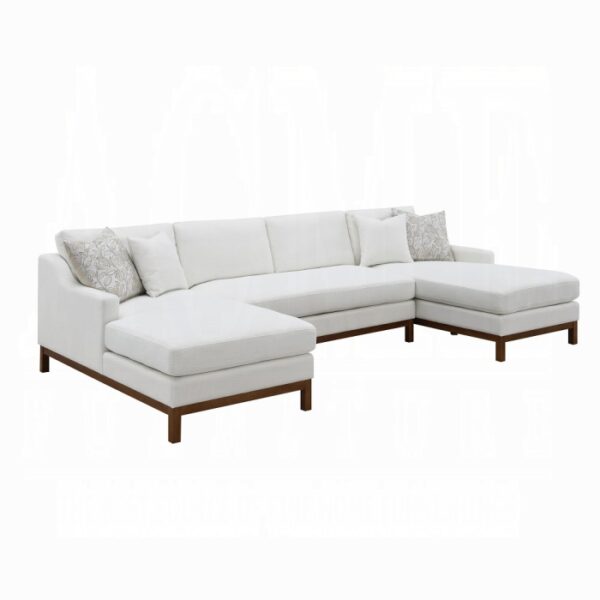 Ivory Chenille Valiant Sectional Sofa W/4 Pillows LV01881 By ACME 7
