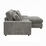 Gray Corduroy Tavia Reversible Sectional Sofa W/6 Pillows LV01882 By ACME 12